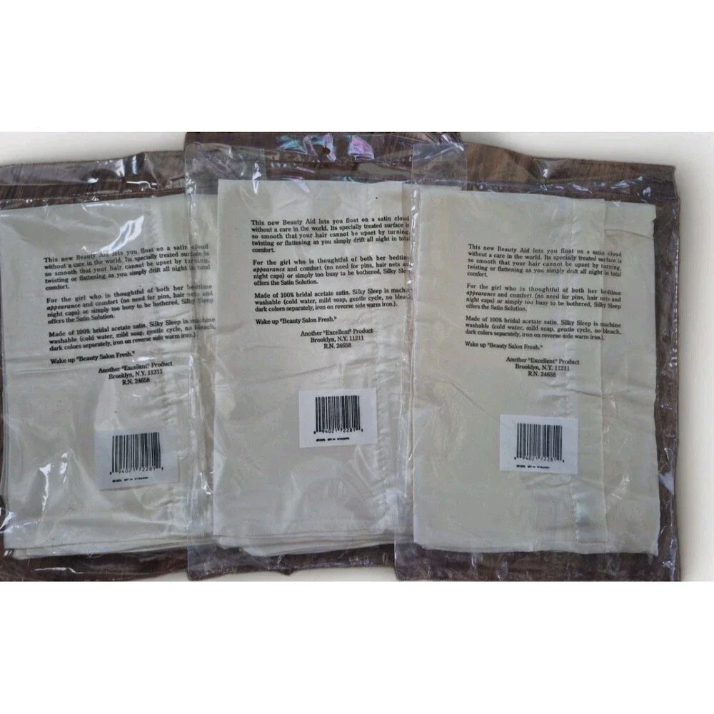 3 VTG Silky Sleep Bridal Satin Ivory Zippered Pillow Case Standard Size 21x28”